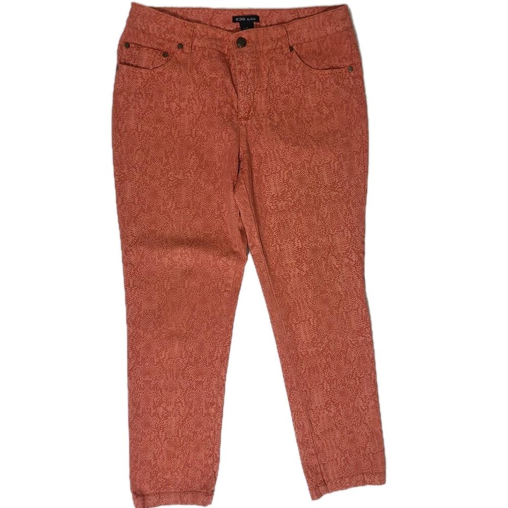 E39 by Eric Size 6 Rust Orange Printed Stretch Pants Women’s Slim Ankle Casual - Picture 2 of 9
